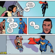 Superman coming down to help a family find their dog.